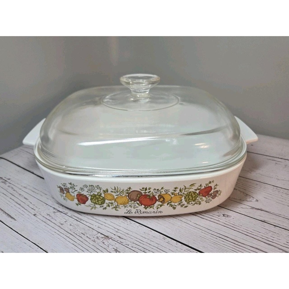 Vintage Corning Ware LE ROMARIN Spice of Life A-10-B Casserole Dish w/ Lid - USA